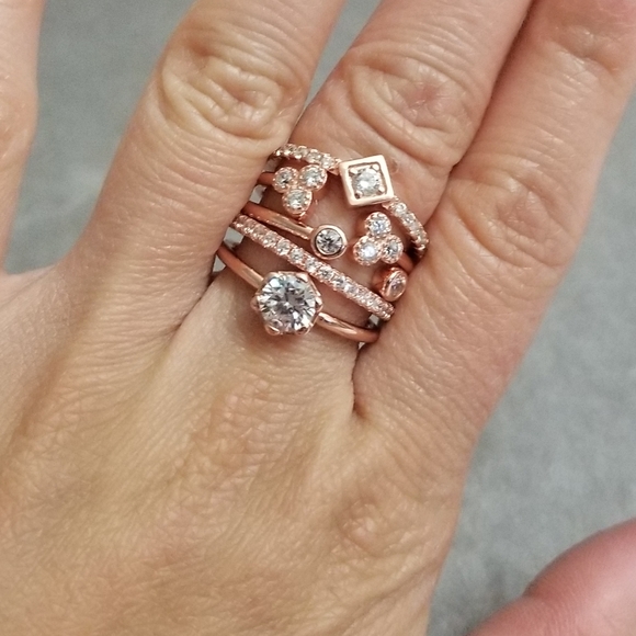 🍒NEW🍒 14K RGP 925 SS STACKABLE RING SET - Picture 3 of 5